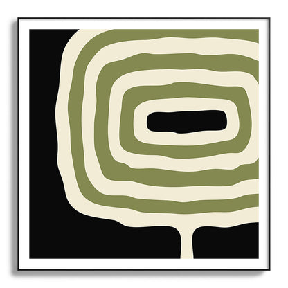 Abstract Geometric Rings 234 Black Olive Green and Beige Framed Art Print Gallery Image 130