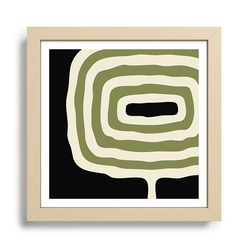 Abstract Geometric Rings 234 Black Olive Green and Beige Framed Art Print Gallery Image 24