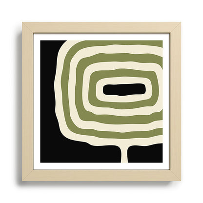 Abstract Geometric Rings 234 Black Olive Green and Beige Framed Art Print Gallery Image 24