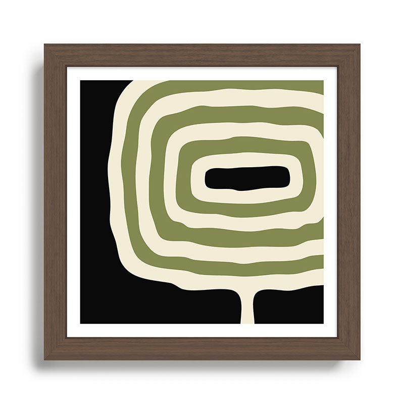 Abstract Geometric Rings 234 Black Olive Green and Beige Framed Art Print Gallery Image 13
