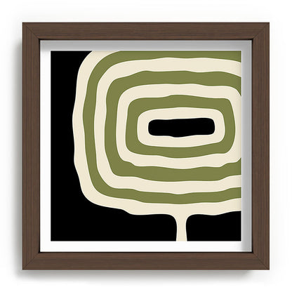 Abstract Geometric Rings 234 Black Olive Green and Beige Framed Art Print Gallery Image 98