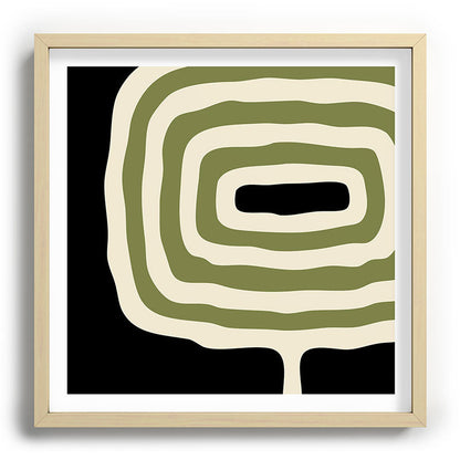 Abstract Geometric Rings 234 Black Olive Green and Beige Framed Art Print Gallery Image 109