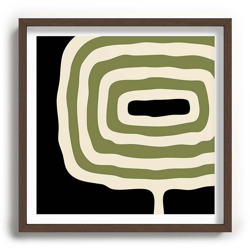 Abstract Geometric Rings 234 Black Olive Green and Beige Framed Art Print Gallery Image 101