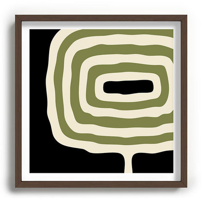 Abstract Geometric Rings 234 Black Olive Green and Beige Framed Art Print Gallery Image 101