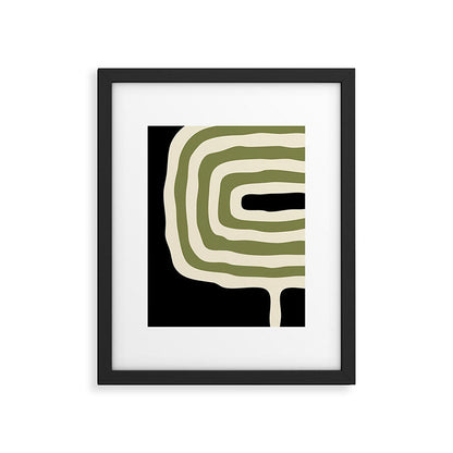 Abstract Geometric Rings 234 Black Olive Green and Beige Framed Art Print Gallery Image 5