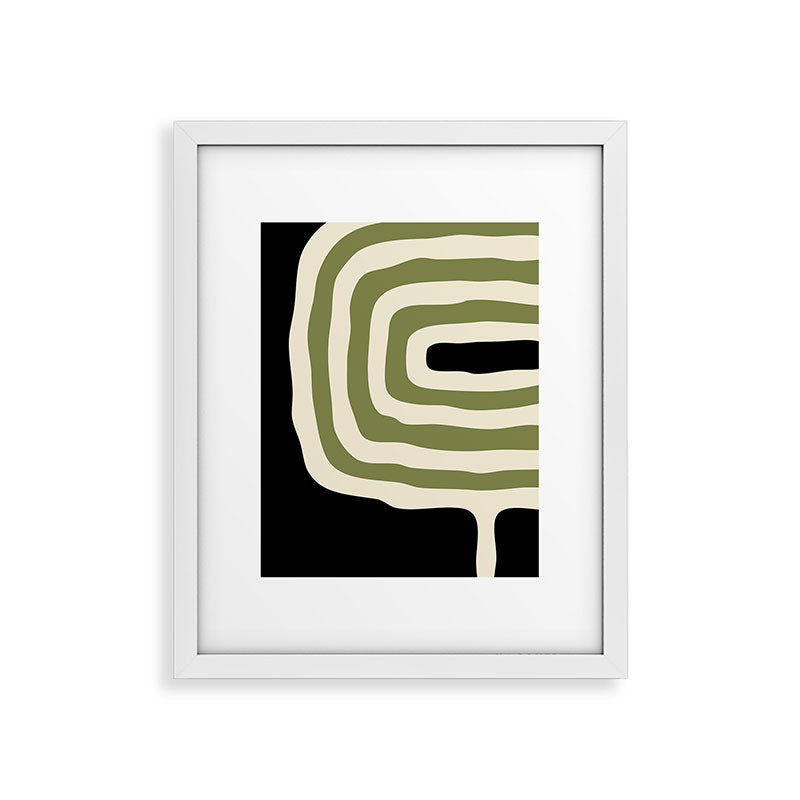 Abstract Geometric Rings 234 Black Olive Green and Beige Framed Art Print Gallery Image 34