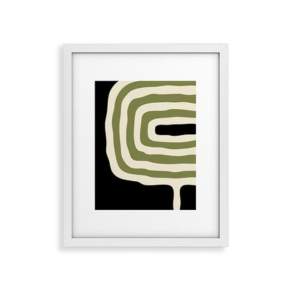Abstract Geometric Rings 234 Black Olive Green and Beige Framed Art Print Gallery Image 36