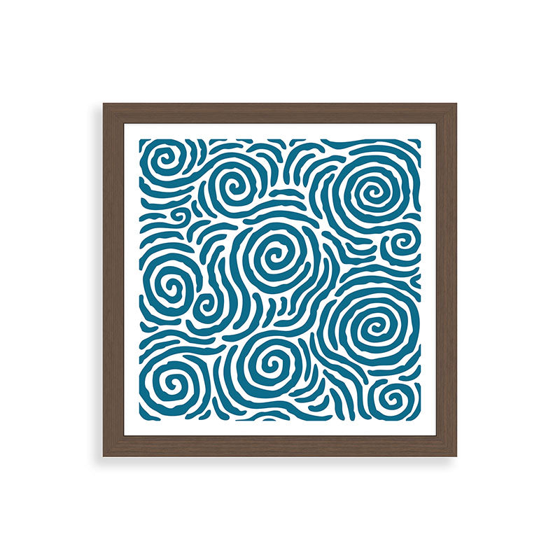 Ripple Effect Pattern Peacock Blue Framed Art Print Gallery Image 60