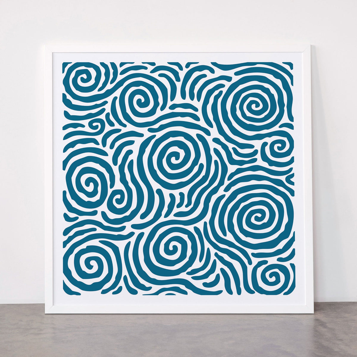 Ripple Effect Pattern Peacock Blue Framed Art Print Gallery Image 87