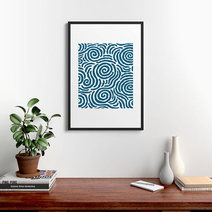 Ripple Effect Pattern Peacock Blue Framed Art Print Gallery Image 8