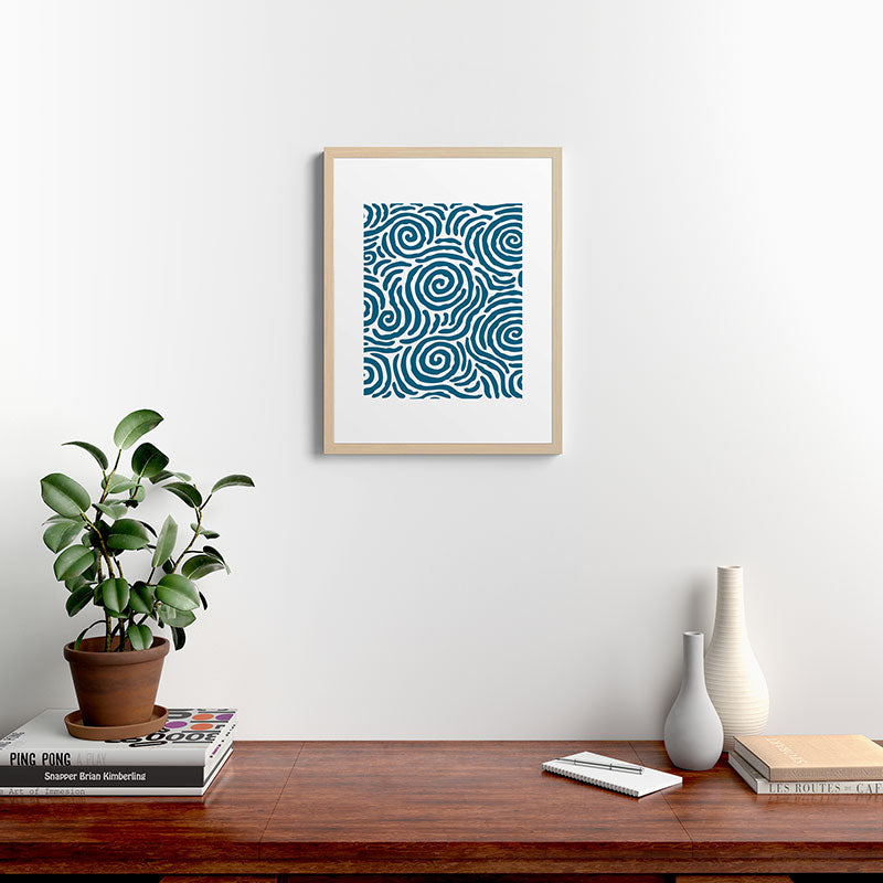 Ripple Effect Pattern Peacock Blue Framed Art Print Gallery Image 26