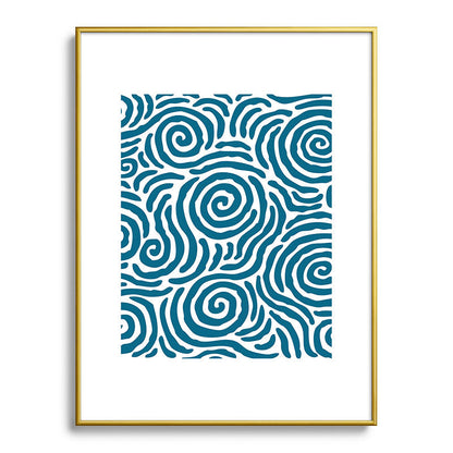 Ripple Effect Pattern Peacock Blue Framed Art Print Gallery Image 124