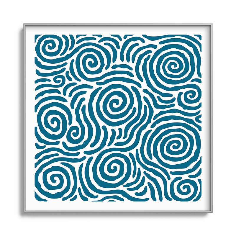 Ripple Effect Pattern Peacock Blue Framed Art Print Gallery Image 141