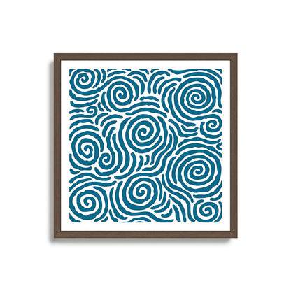 Ripple Effect Pattern Peacock Blue Framed Art Print Gallery Image 17