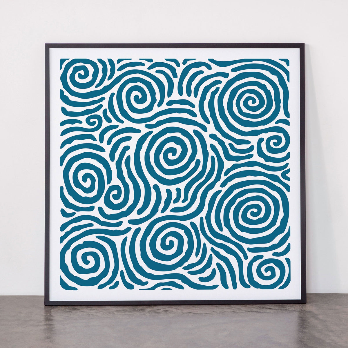 Ripple Effect Pattern Peacock Blue Framed Art Print Gallery Image 11