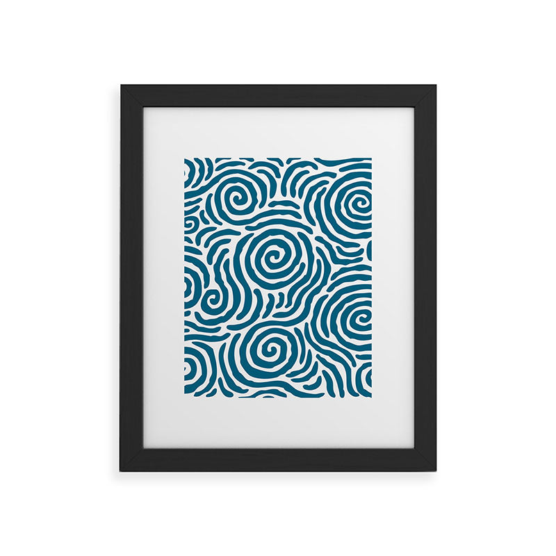 Ripple Effect Pattern Peacock Blue Framed Art Print Gallery Image 47