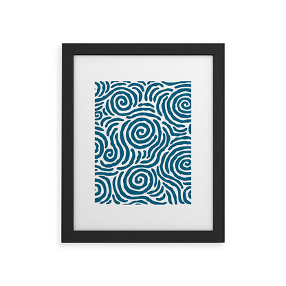 Ripple Effect Pattern Peacock Blue Framed Art Print Gallery Image 45