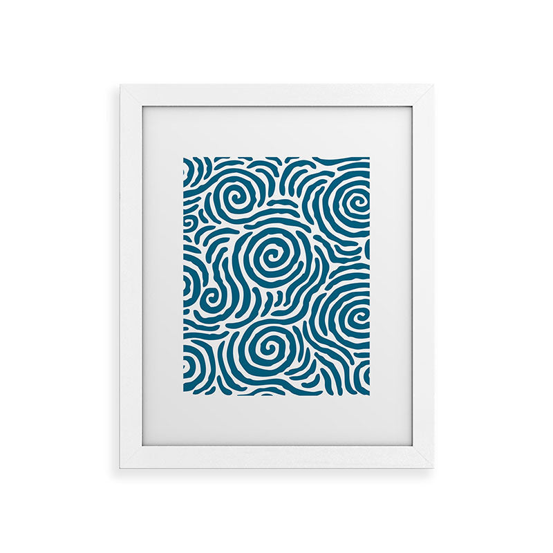 Ripple Effect Pattern Peacock Blue Framed Art Print Gallery Image 75