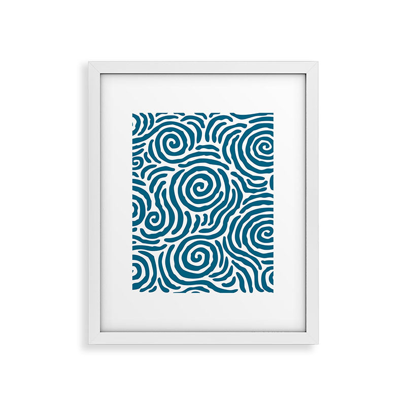 Ripple Effect Pattern Peacock Blue Framed Art Print Gallery Image 30
