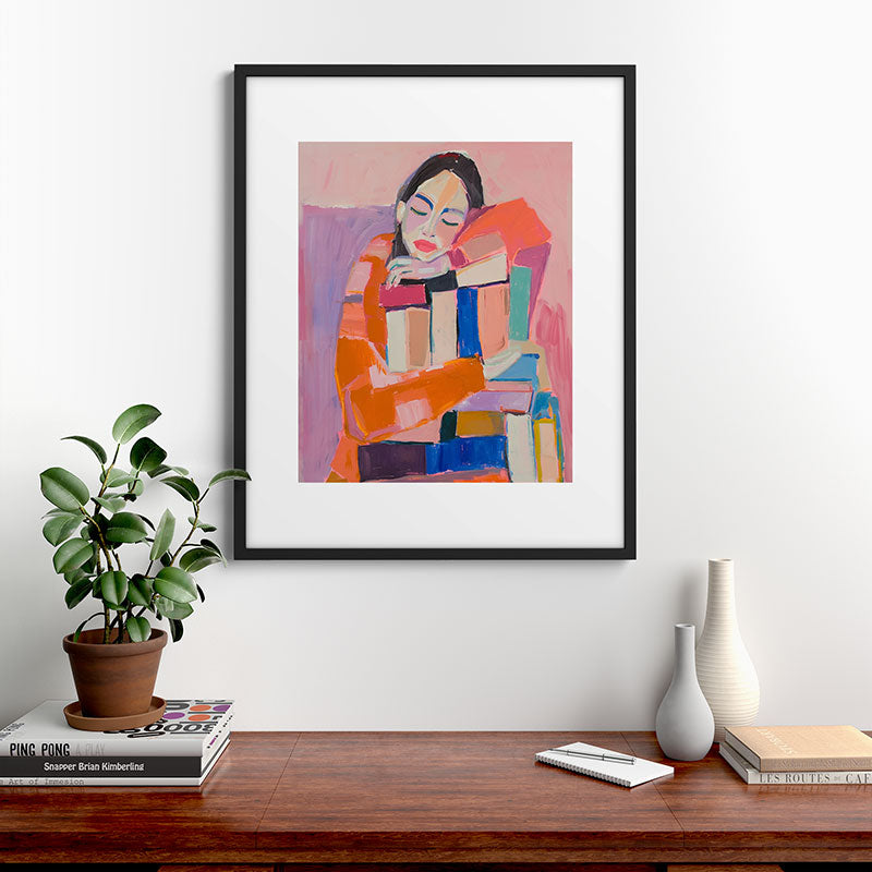 Woman Love for Books Framed Art Print Gallery Image 7