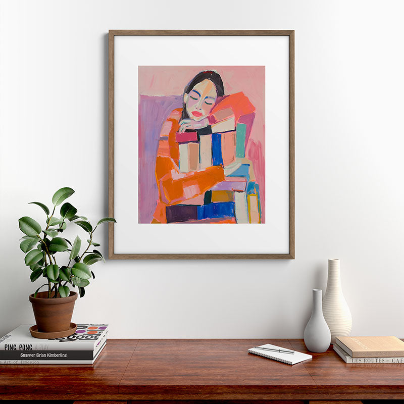 Woman Love for Books Framed Art Print Gallery Image 14