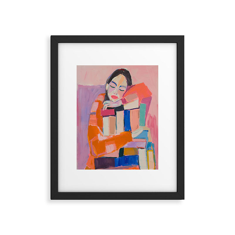 Woman Love for Books Framed Art Print Gallery Image 5
