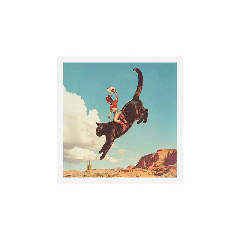 Meehaw - Rodeo Cat Cowgirl Bronc Art Print Gallery Image 2