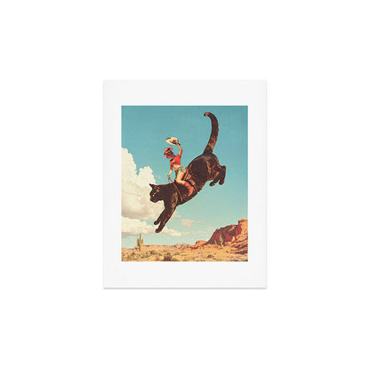Meehaw - Rodeo Cat Cowgirl Bronc Art Print Gallery Image 4