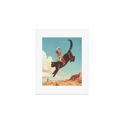Meehaw - Rodeo Cat Cowgirl Bronc Art Print Gallery Image 1