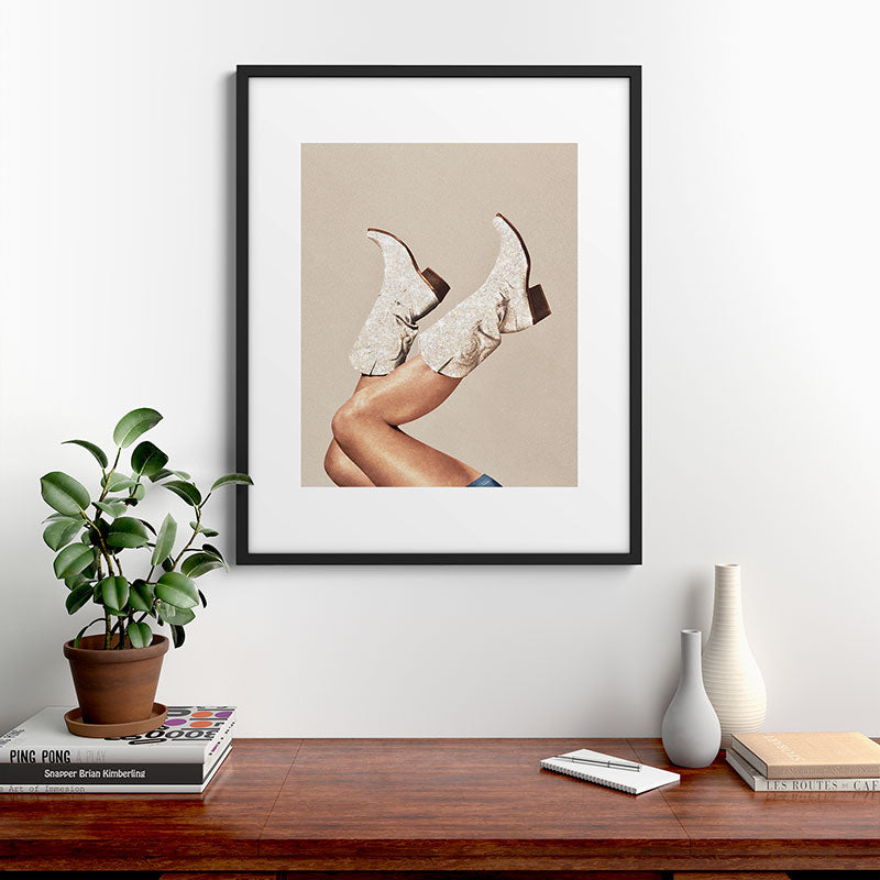 These Boots - Neutral Glitter II / Beige Framed Art Print Gallery Image 9