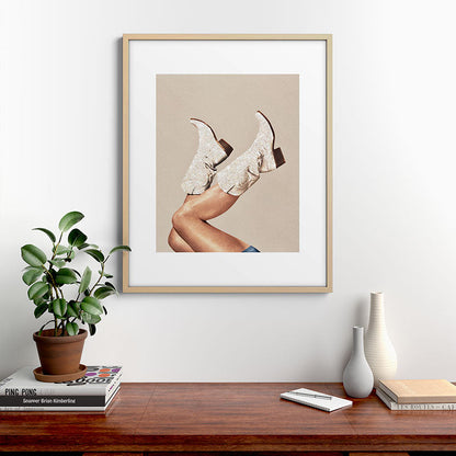 These Boots - Neutral Glitter II / Beige Framed Art Print Gallery Image 29