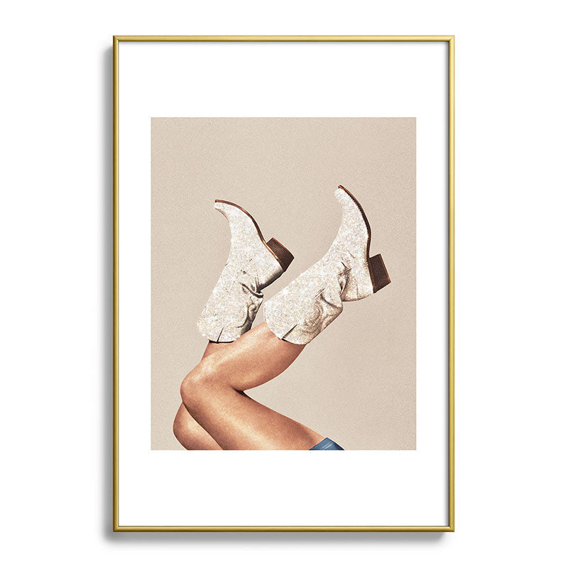 These Boots - Neutral Glitter II / Beige Framed Art Print Gallery Image 123