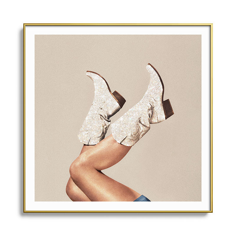 These Boots - Neutral Glitter II / Beige Framed Art Print Gallery Image 136