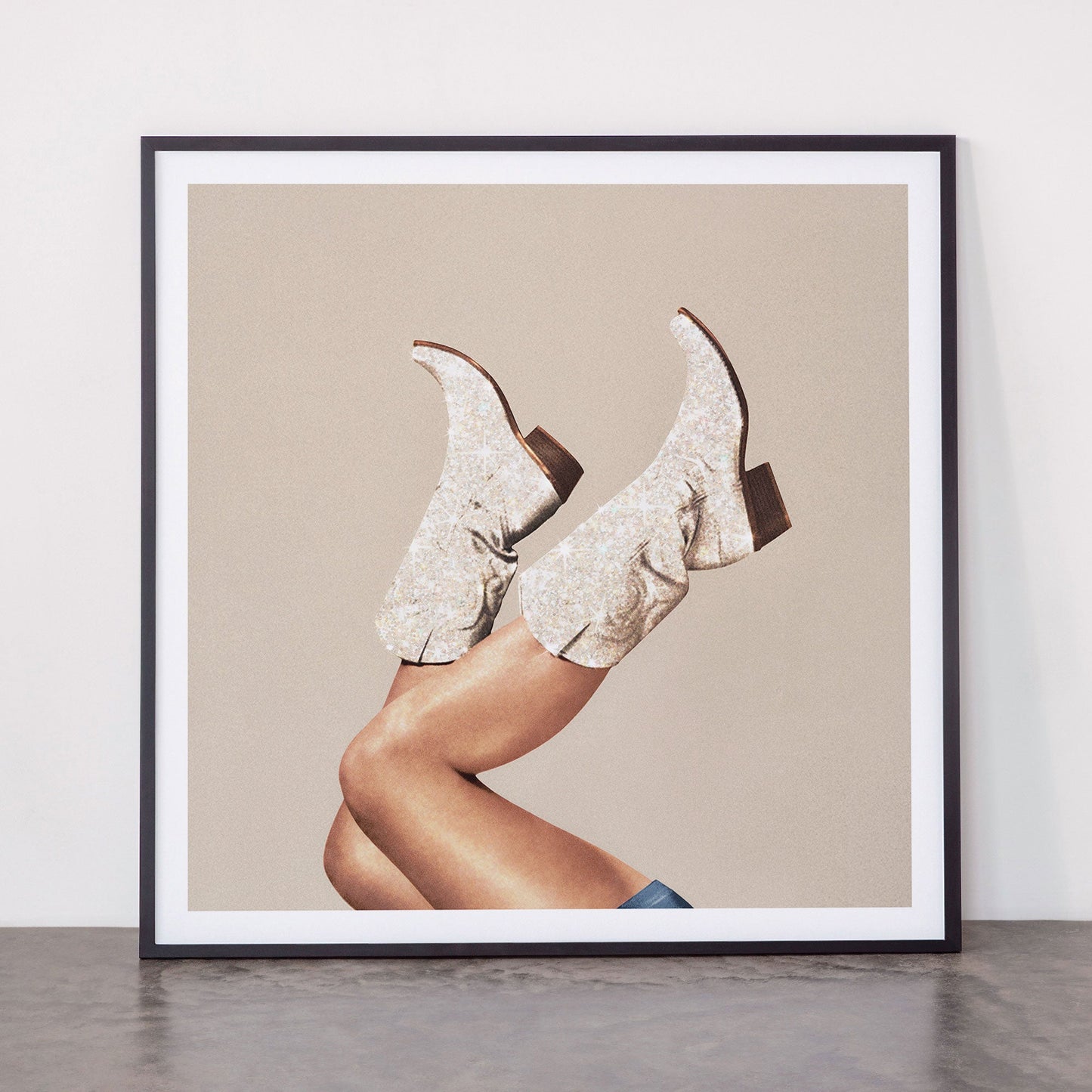 These Boots - Neutral Glitter II / Beige Framed Art Print Gallery Image 11
