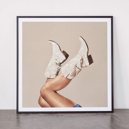 These Boots - Neutral Glitter II / Beige Framed Art Print Gallery Image 11