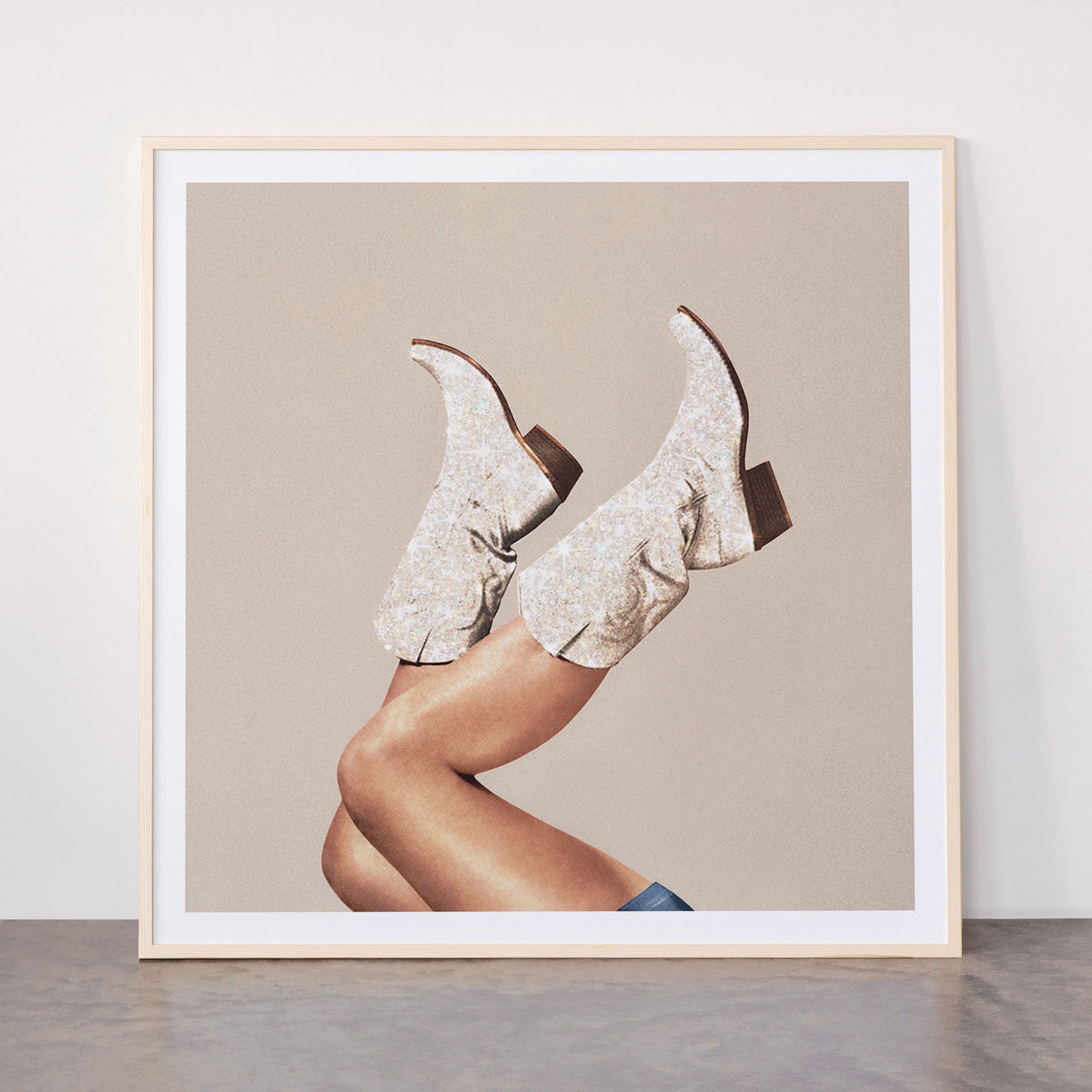 These Boots - Neutral Glitter II / Beige Framed Art Print Gallery Image 33
