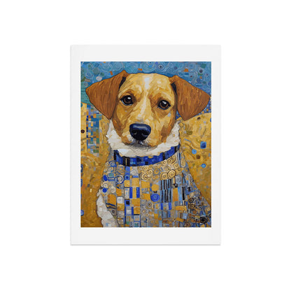 Gustav Klimt Style Dog in Blue and White Ruffled Collar Art Print Gallery Image 9