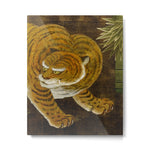 Japanese Tiger in Bamboo Grove Vintage Gold Leaf Screen Metal Print Gallery Image 1