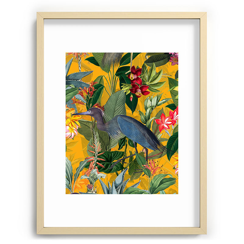 Vintage & Shabby Chic - Sunny Tropical Garden Blue Heron Framed Art Print Gallery Image 100