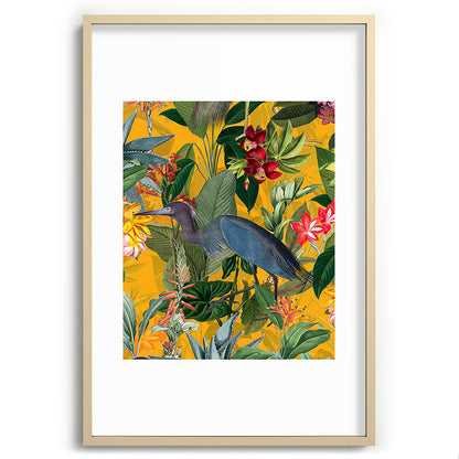 Vintage & Shabby Chic - Sunny Tropical Garden Blue Heron Framed Art Print Gallery Image 102