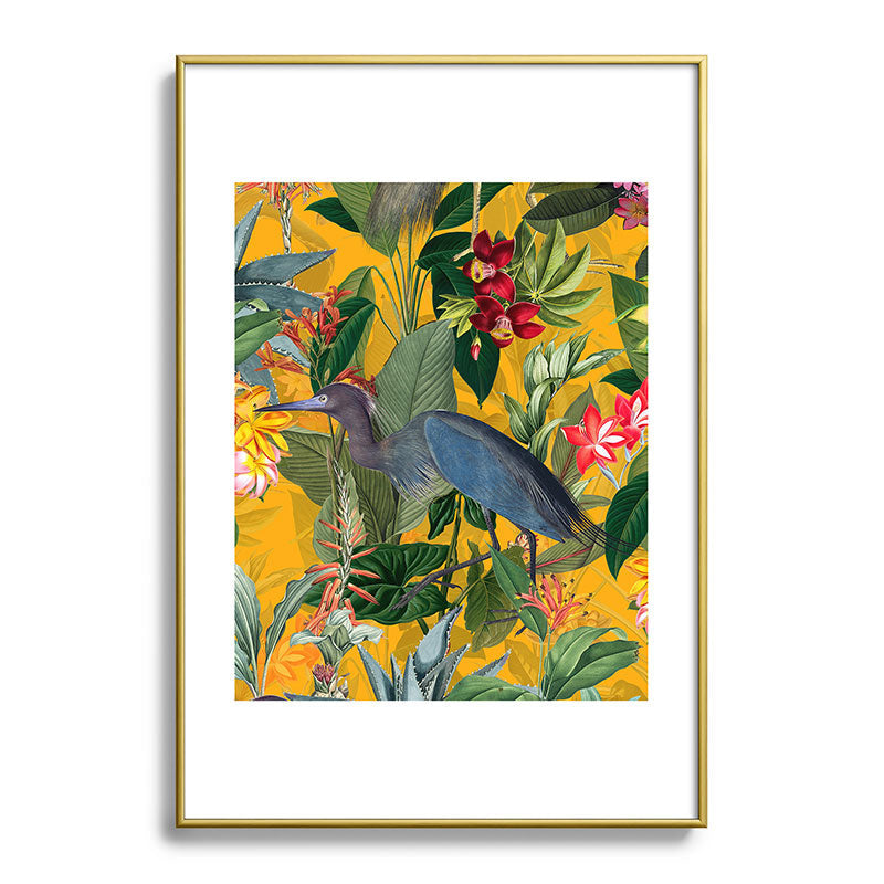 Vintage & Shabby Chic - Sunny Tropical Garden Blue Heron Framed Art Print Gallery Image 123