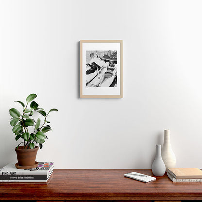 Lady and Chimp Sunbathing, Black and White, Vintage Art Framed Art Print Gallery Image 17