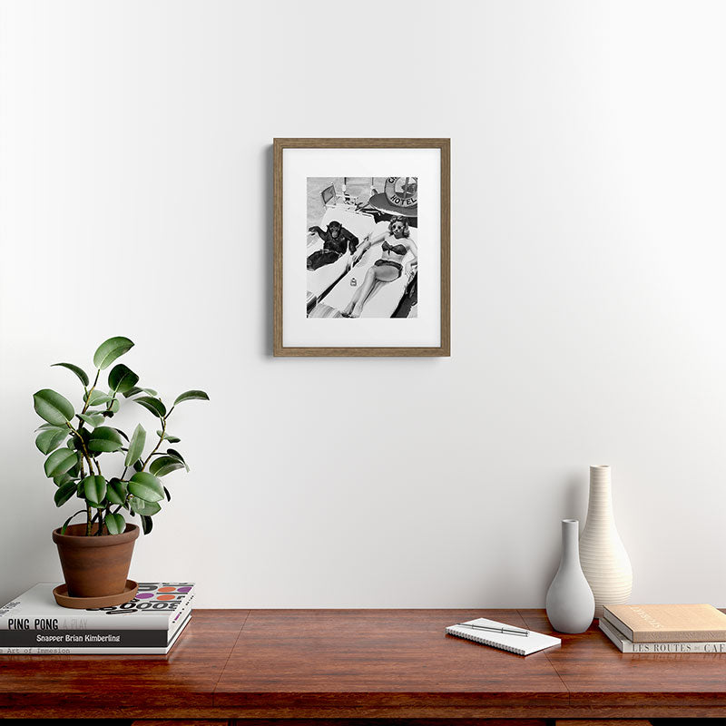 Lady and Chimp Sunbathing, Black and White, Vintage Art Framed Art Print Gallery Image 11