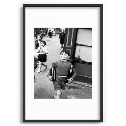 Little Boy and Bottles of Wine, Black and White Vintage Art Framed Art Print Gallery Image 62