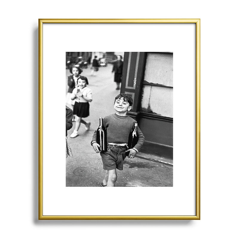 Little Boy and Bottles of Wine, Black and White Vintage Art Framed Art Print Gallery Image 89