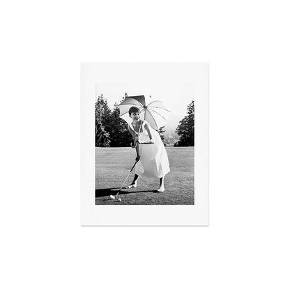 Audrey Hepburn Playing Golf, Black and White Vintage Art Art Print Gallery Image 3