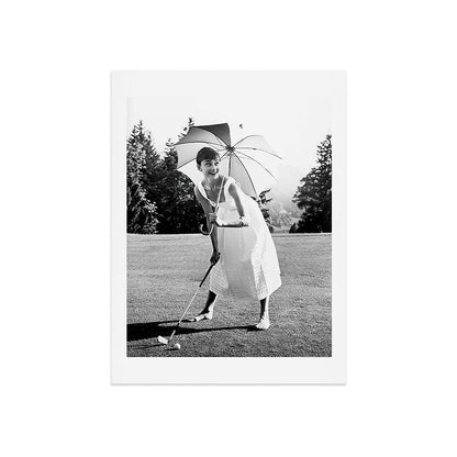 Audrey Hepburn Playing Golf, Black and White Vintage Art Art Print Gallery Image 7