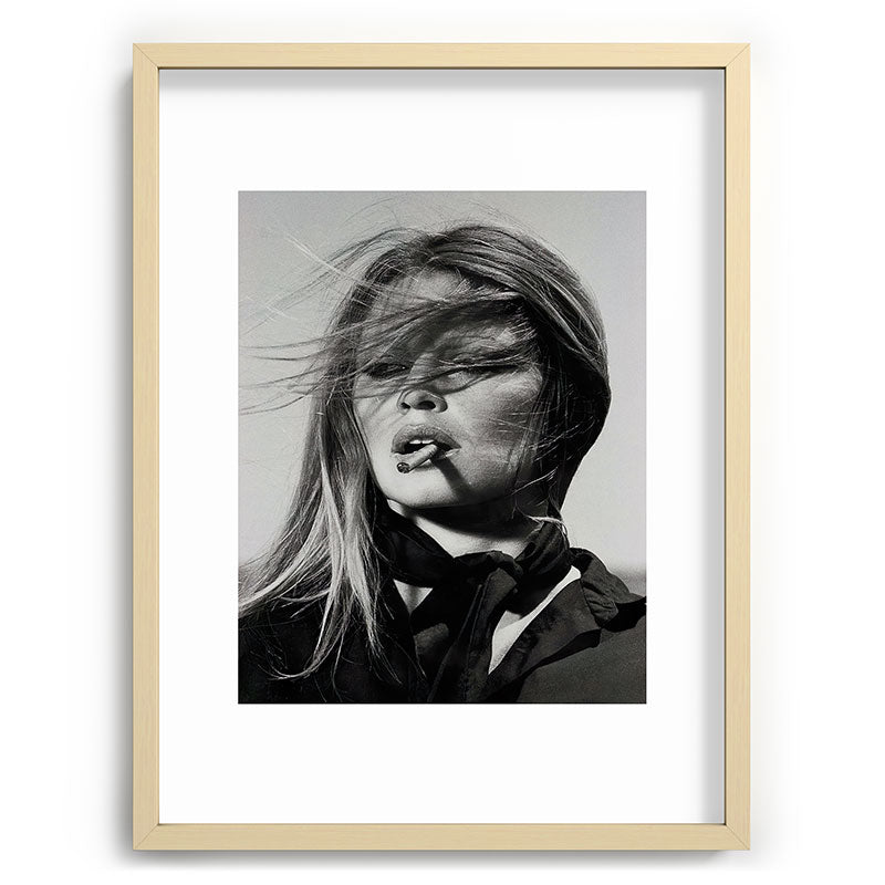 Brigitte Bardot Smoking a Cigarette, Black and White Photograph Framed Art Print Gallery Image 72