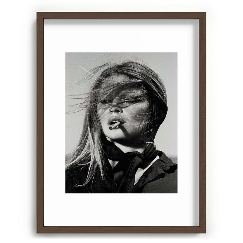 Brigitte Bardot Smoking a Cigarette, Black and White Photograph Framed Art Print Gallery Image 66
