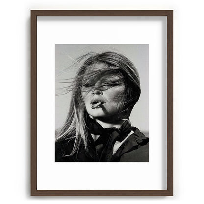 Brigitte Bardot Smoking a Cigarette, Black and White Photograph Framed Art Print Gallery Image 66